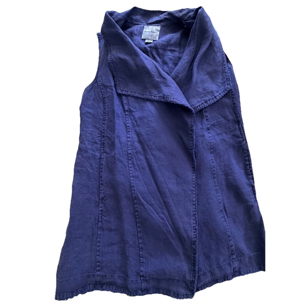 Tommy Bahama 100% Linen Two Palms Sleeveless Waterfall Vest Island Navy XS
